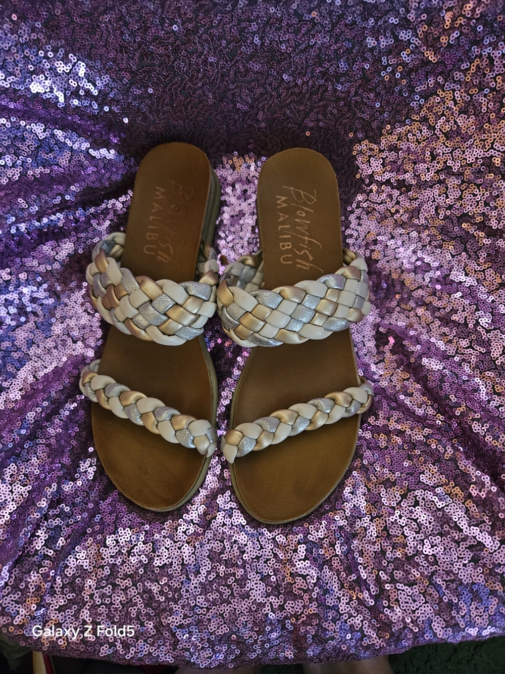 Blowfish Women's Braided Slide Sandals in Light Metallic